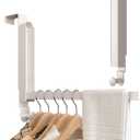 KitchLife Over Door Drying Rack, Foldable Hook Portable Space Saving Hanger for 1 3/8" Doors for Laundry Bathroom Bedroom Clothes Coat Towel Rack, Travel & Home Use, Ivory
