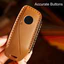 Retro Style Leather Key Fob Cover, Compatible with BMW 2023/2024/2025~up New 5 7 Series X1 X2 X3 X5 X6 X7 XM 740i 760i IX IX3 I5 I7, No Screw Design Smart Key Holder Protector(Black)
