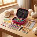 YMCLUB 127 Pcs Crochet Hooks Set, Aluminum Knitting Needles Kit with Portable Pink Case, Complete Yarn Weaving Sewing Tools for Beginners and Experienced Crocheters