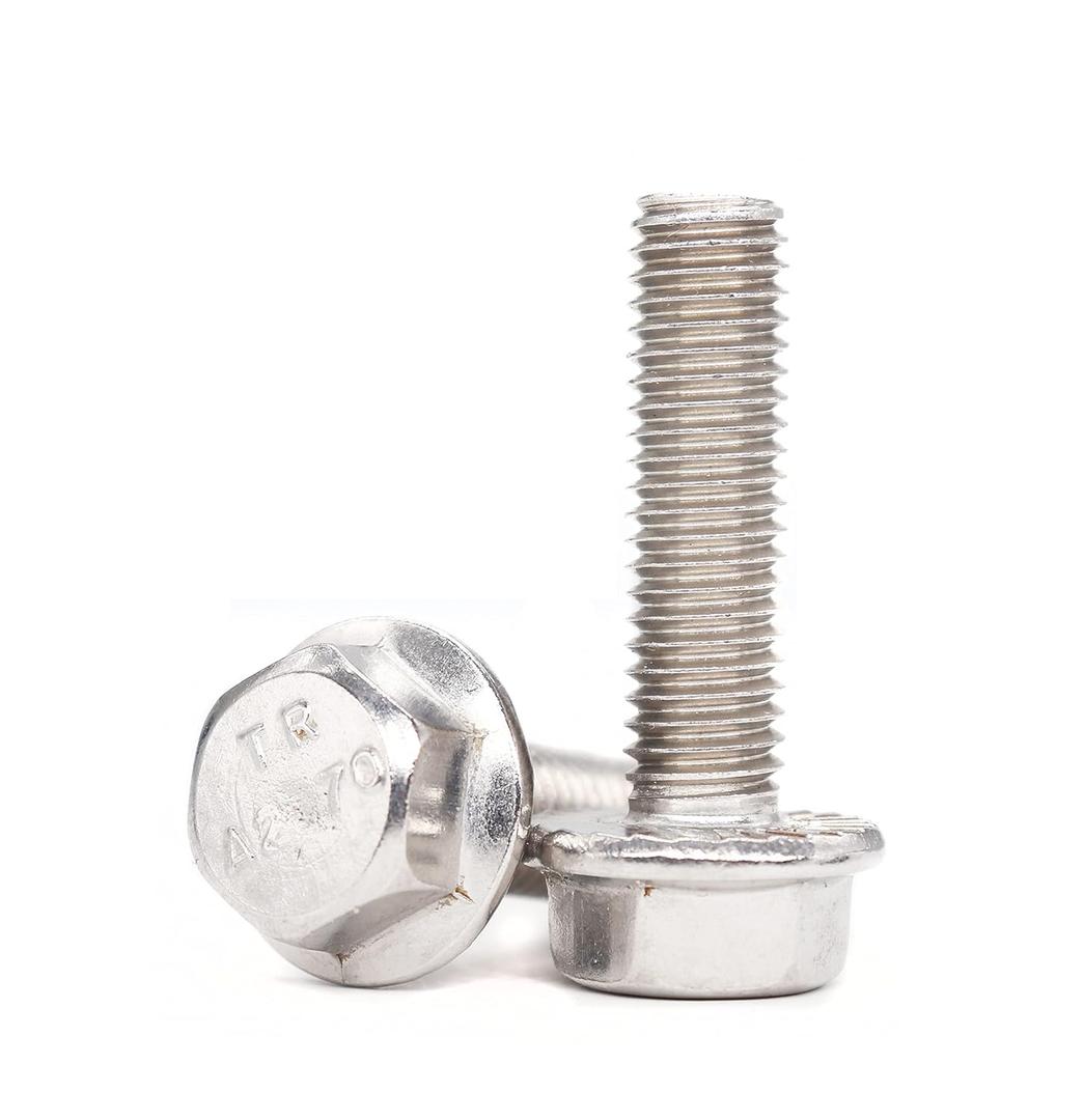 binifiMux 10pcs M8-1.25 x 40mm Serrated Flanged Hex Bolts Flange Hexagon Screws, Stainless Steel 18-8 (304), Plain Finish, DIN 6921