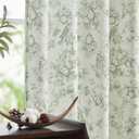 jinchan Linen Floral Curtains for Living Room 96 Inch Long Sage Green Printed Flower French Country Farmhouse Cottage Core Toile Curtains Back Tab Light Filtering Window Drapes Set 2 Panels