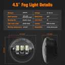 4.5 inch Motorcycle LED Fog Passing Lights Compatible with Harley Davidson Road King Ultra Classic Fat Boy Street Glide CVO Tri Glide Heritage Softail Deluxe Switchback Electra Glide Ultra 2PC black