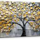 Tree of Life Large Wall Art for Living Room, Golden Tree Neutral Abstract Canvas Painting Art Prints, Nature Plant Modern Pictures Wall Decor for Bedroom Bathroom Dining Room Office 24"X48"