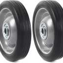 (2-Pack) AR-PRO 5 x 1.5 Flat Free Solid Rubber Wheel Assemblies - Replacement Hand Truck Wheels with Ball Bearings and 1/2 Bore Hole Diameter - Heavy-Duty Solid Rubber Wheels 88 lbs Load Capacity