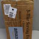 3-Tier Melamine Serving Tray Set, 14"x7" Platters for Serving Food, White Reusable Trays with Black Metal Display Stand for Cupcakes, Sevring Food, Dessert, Fruit, Cookie, Black