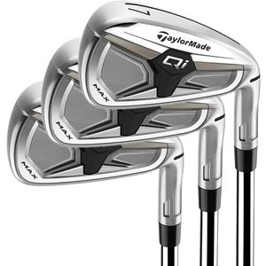 Taylormade Golf Qi Max Irons Steel Stiff Mens, Hand Orientation: Right, Shaft Material: KBS Max 85 MT Steel, Flex: Regular, Configuration: 5-PW, AW