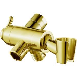 Shower Diverter Valve with Handshower Mount, G1/2 Brass Shower Arm Diverter 3 Way Bathroom Universal Shower System Replacement for Handheld Shower and Fixed Shower Head, Polisded Gold