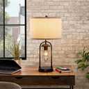 KAWOTI Farmhouse Table Lamps with USB Ports and Night Light Modern Nightstand Lamp for Living Room BedroomBulbs Included (21.5 Inches)