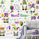 Capoda 135 Pieces Mardi Gras Wall Stickers, 6 Sheets Mardi Gras Wall Decorations Gnome Mask Stickers Decals Classroom Wall Clings for Wall Glass Car Mardi Gras Party Carnival Masquerade Decoration