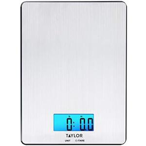 Taylor 11lb Stainless Steel Digital Kitchen Scale, Ultra-Thin, Silver