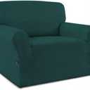 Easy-Going Fleece Stretch Sofa Slipcover Spandex Anti-Slip Soft Couch Sofa Cover, Washable Furniture Protector with Anti-Skid Foam and Elastic Bottom for Kids, Pets(Chair, Deep Teal) (Small)