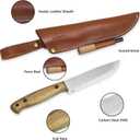 BPSKNIVES Adventurer - Bushcraft Knife - Fixed-Blade Carbon Steel Knife with Leather Sheath and Firestarter - Outdoor Full Tang Knives - Camping Knives - Survival Tactical Camp Knives