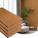 Gaahing 4 Pack Wood Finish Accent Wall Panels, 3D Slat Acoustic Paneling for Recording Studio, Office, Living Room Interior Decoration (Natural Walnut, 48"L x 24"W)