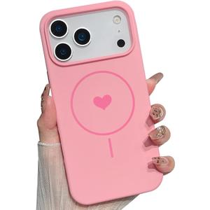 Magnetic Case for iPhone 17 Pro Max Case Cute Heart Women Girly Magnetic Compatible with MagSafe Shockproof Drop Protection Slim Phone Cases
