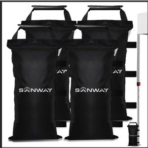 SANWAY 120 LBS (Unfilled) Sand Bags for Canopy Weights, Windproof-Portable and Durable to Secure Tents, Canopies, and Umbrellas-Black (Upgrade (Buy more, Save more))