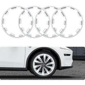 BASENOR 2026 2025 Tesla Model Y 20 Inch Wheel Rim Protector, Silver Scratch Guard Hubcap Curb Rash Cover, Tire Trim Protection for Model Y Juniper Accessories