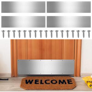 5 Sets 8 x 36 Inches Silver Door Kick Plate for Exterior Doors, Satin Aluminum Kick Plates with Screws for Wood Metal Interior/Exterior Anti Scratch Door Protection