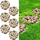 River Rock Stepping Stones Outdoor for Garden Walkway, 10 inch Diameter 6 Pcs Round Shape Paver Step Stones Polished Pebble River Stone Mat for Yard Lawn Patio Pathway Walk Way - Multi-Color