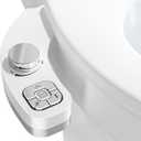 PIKETS Bidet Attachment for Toilet, Dual Nozzle (Frontal and Rear Wash) Non-Electric Fresh Water Toilet Seat Attachment with Nozzle Self Cleaning, Adjustable Water Pressure(Chrome Silver)