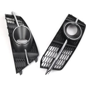 Compatible For Audi S6 A6 S-Line 2016-2018 (C7 facelift) 1 Pair Car Front Fog Light Grille Cover Trim With ACC Hole Fog Lamp Grill ABS