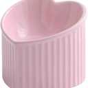 Pink Ceramic Raised Cat Bowls, Tilted Elevated Food or Water Bowls, Stress Free, Backflow Prevention, Dishwasher and Microwave Safe, Lead & Cadmium Free