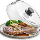 10inch Glass Microwave Splatter Cover for Food - 100% Food Grade BPA & Lead Free - Dishwasher Safe - Cookware & Bakeware Serving Dish Plate Mess Guard Lid with Easy Grip Silicone Handle Knob