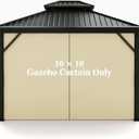 Gazebo Universal Replacement Privacy Curtain  Hugline 10' x 10' Gazebo Side Wall Outdoor Privacy Panel with Zipper (Beige)