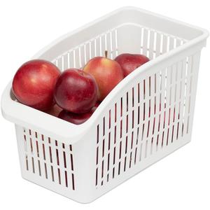 Medium Plastic Pantry or Fridge Bin Organizer, White by Home Basics, 10"x10"