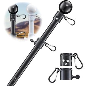 Flag Pole for Outside House - 5ft Heavy Duty Stainless Steel Flag Pole Kit, Tangle Free Spinning Flagpole Holder For Outdoor Porch Residential Decoration - Black (5ft(without bracket))