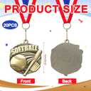 Tondiamo 20 Pcs Award Medals Bulk 2'' Gold Softball Medals 3D Trophy Awards for Softball Game Player Sports Team Competition Participation Tournament Party Favors