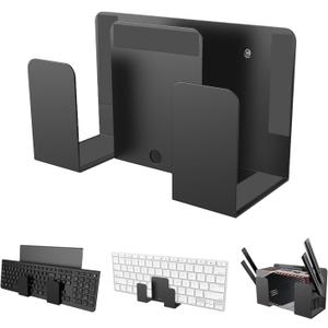Laptop Wall Mount, PC Wall Mount Laptop Holder with Adhesive & Screw in, Versatile Holder for TV Box Router E-Reader, Macbooks, Surface, Keyboards, Switch, Tablets & More - Dual Layer Design