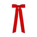 Wee Ones Girls' Velvet Bowtie with Plain Wrap and Stream Tails on a WeeStay Hair Clip, Mini, Red, 24
