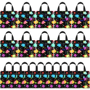 Pinkunn 20 Pcs Glow in the Dark Gift Bags with Handle Neon Decorative Non Woven Glow in the Dark Party Supplies