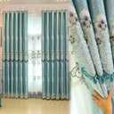 Amidoudou 1 Pair European Luxury Embroidered Curtains for Living Room Bedroom (Blue Green,63x84 Inch)