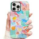 SOKAD Magnetic Beach Collage Phone Case for iPhone 16 Pro Max, Cute Sea Summer Collage Pattern Compatible with Magsafe Matte Protective Case Cover with Screen Protector for Girls Women
