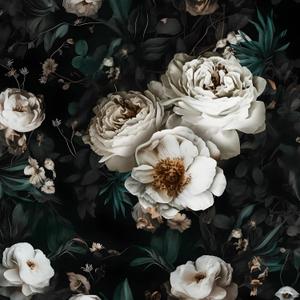 Laatse Dark Wallpapr Peel and Stick Boho Wallpaper 17.5in x 393in Black Floral Contact Paper Waterproof Self Adhesive Vintage Large Floral Wall Paper for Bedroom Walls Cabinet Decor