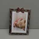 LARAINE Picture Photo Frame 5x7 Metal Ribbon Bow Rhinestones High Definition Display Pictures for Tabletop Home Decorative Holiday Gift (Silver)