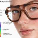 livho Retro Aviator Blue Light Blocking Glasses for Women Men with Soft Case, Trendy Rectangle Computer Eyeglasses