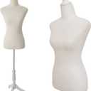 Female Dress Form Mannequin Torso Body with Adjustable Tripod Stand Dress Jewelry Display (Beige)