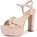 Wetviro Black Platform Heel Sandals for Women 5.1 Inch Chunky Block High Heel Womens Open Toe with Bow Ankle Strap Wedding Party Dress Sandals 7.5