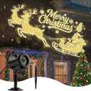 12 in 1 Christmas Projector Lights Outdoor, 3D Dynamic Santa Sleigh/Nativity/Green Monster/Ghost/Spider/Bat Christmas Decor,Night Lights for Party Home Window Wall Holiday Decor