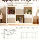 12x12 Storage Cube Bins, 6 Pack Reinforced Bottom Cardboard Foldable Box, Organizer for Closet Shelves, Heavy Home Storage Baskets (White Khaki)