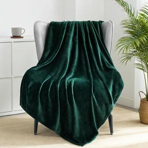 Exclusivo Mezcla Fleece Forest Green Throw Blanket for Couch, Sofa, Super Soft and Warm Blankets, All Season, Cozy, Plush, Lightweight, 50x60 Inches