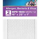 Filtrete 16x25x1 Air Filter MERV 12, MPR 1500 Certified Asthma & Allergy Friendly 2-Pack, AC Furnace HVAC Filters for Home, 3-Month Pleated Electrostatic (Actual Size 15.69 x 24.69 x 0.78 in)