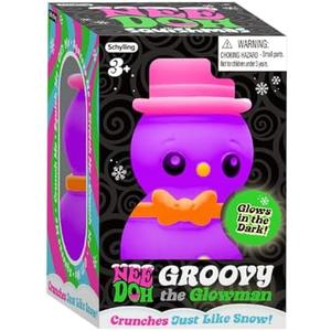 Schylling NeeDoh Squishmas Groovy Glowman - Christmas Squeeze Toy - Satisfying Snow-Like Crunch - 3.5" Tall - (Pack of 1)