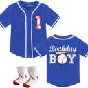 Toddler Boy Birthday Baseball Theme Shirt with Socks Kids Baseball Jerseys 1st 2nd 3rd 4 Year Old Birthday Outfits