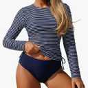 ZAFUL Women's Long Sleeve Rash Guard UPF 50+ Sun Protection Surf Swim Shirts Drawstring Tankini Swimsuit (M)