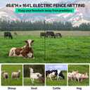 Electric Poultry Netting, 49.6" H x 164' L, Electric Chicken Fence with 14 Posts Double Spiked, Utility Portable Mesh for Chickens Sheep Hogs Goats Deer Dogs Lambs Used in Backyards Farms Ranches