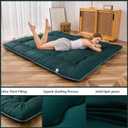MAXYOYO Japanese Floor Mattress Futon Mattress, Thicken Sleeping Pad Foldable Roll Up Floor Futon for Adults Tatami Mat Dormitory Lounger, Dark Green, Twin Size