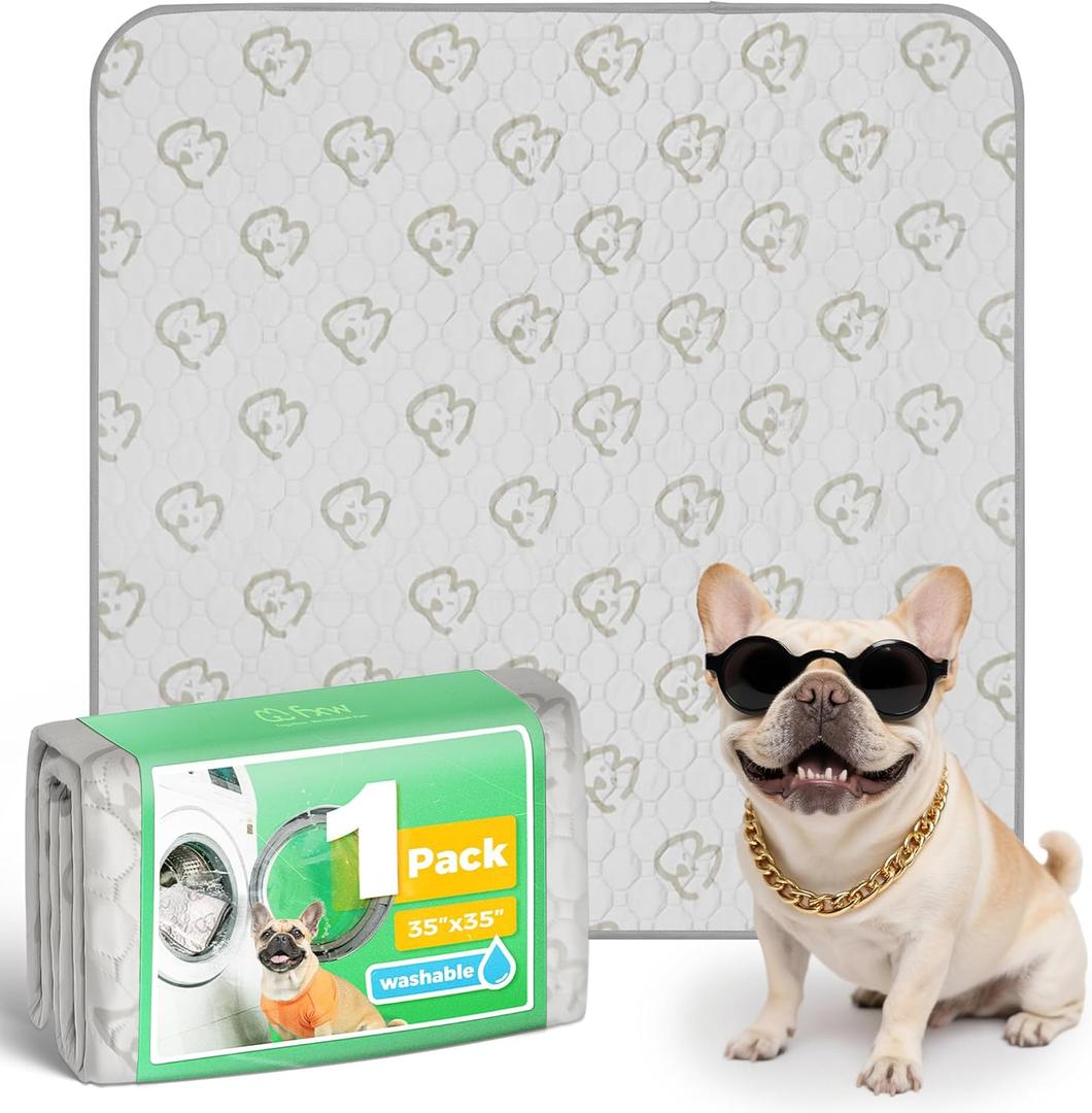 FXW Washable Pee Pads for Dogs, Leak-Proof & Non-Slip, Specifically Designed for Potty Training, 35" Square, Khaki, 1 Pack